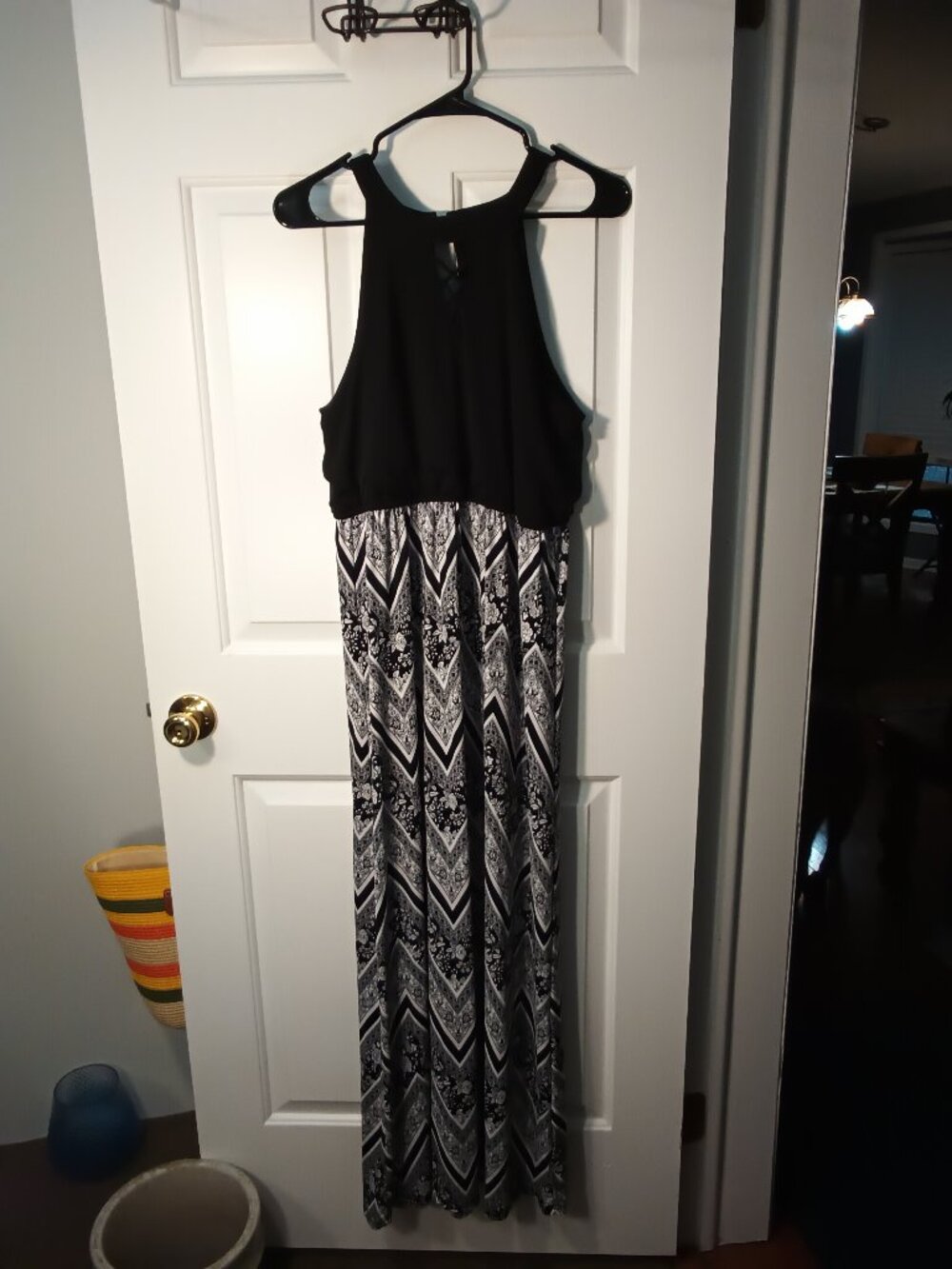 Three Hearts Black and White Maxi Dress